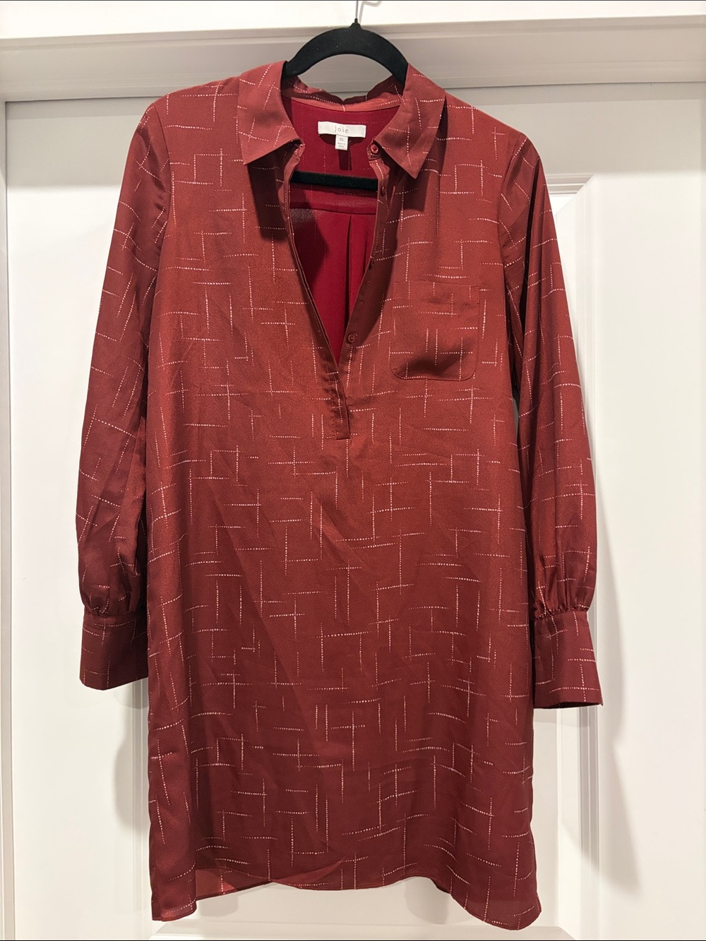 Joie Rust Red Patterned Long Sleeve Tunic Dress